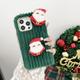 Decase Warm Plush Case for iPhone 14 Pro Cute 3D Santa Claus Pattern Christmas Theme Winter Warm Fluffy Protective Phone Cover for Women Girls Boys for iPhone 14 Pro Green