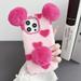 Feishell Cute Fluffy Case for iPhone 11 Pro Cute Panda Ears Hairball Soft Fuzzy Winter Warm Faux Fur Plush Fluffy Flexible TPU Bumper Protective Phone Cover Women Girls Rose