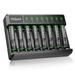 HiQuick Rechargeable AAA Batteries (8 Pack) 1.2V Ni-MH Low Self Discharge & Pre-Charged 1100Mah AAA Batteries with 8 Bay Smart Battery Charger for AA/AAA Ni-MH/NiCD Rechargeable Batteries