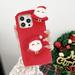 Decase Warm Plush Case for iPhone 13 Cute 3D Santa Claus Pattern Christmas Theme Winter Warm Fluffy Protective Phone Cover for Women Girls Boys for iPhone 13 Red