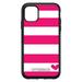 DistinctInk Case for iPhone 15 PLUS (6.7 Screen) - OtterBox Symmetry Custom Black Case - Hot Pink White Stripes Heart - Chevron Stripes Pattern