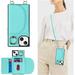 for iPhone 14 Plus Crossbody Wallet Case with Credit Card Holder Lanyard Strap 360Â°Rotating Ring Kickstand Flip PU Leather Girl s Phone Casas for Women Lady(Green)