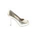 Nine West Heels: Pumps Platform Cocktail Party Gold Shoes - Women's Size 9 - Round Toe