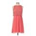 Ann Taylor LOFT Casual Dress - A-Line Crew Neck Sleeveless: Pink Print Dresses - Women's Size 2
