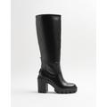 River Island Womens Black Heeled Knee High Boots