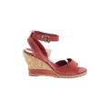 Timberland Wedges: Red Solid Shoes - Women's Size 6 - Open Toe