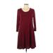 Cupio Casual Dress - A-Line Scoop Neck 3/4 sleeves: Burgundy Print Dresses - Women's Size Large