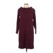 Love Scarlett Casual Dress - Sweater Dress Crew Neck 3/4 sleeves: Burgundy Solid Dresses - New - Women's Size Large