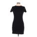 She + Sky Casual Dress - Mini Crew Neck Short sleeves: Black Solid Dresses - Women's Size Large