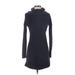 Lulus Casual Dress - Sweater Dress Turtleneck Long sleeves: Blue Print Dresses - Women's Size X-Small