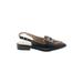 Shoedazzle Flats: Slingback Chunky Heel Casual Black Leopard Print Shoes - Women's Size 6 - Almond Toe