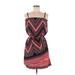 Express Casual Dress - Mini Square Sleeveless: Red Chevron/Herringbone Dresses - Women's Size Medium