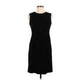 Talbots Casual Dress - Shift Crew Neck Sleeveless: Black Solid Dresses - Women's Size 8 Petite