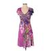 Apt. 9 Casual Dress - A-Line: Purple Floral Dresses - Women's Size X-Small
