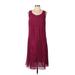 Trouve Casual Dress - DropWaist Scoop Neck Sleeveless: Burgundy Solid Dresses - Women's Size Large