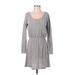 Sparkle & Fade Casual Dress - Mini Scoop Neck Long sleeves: Gray Color Block Dresses - Women's Size Small