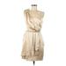 ABS Allen Schwartz Cocktail Dress - A-Line Open Neckline Sleeveless: Tan Solid Dresses - New - Women's Size 8