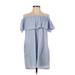 Zara Casual Dress - Shift Off The Shoulder Short sleeves: Blue Print Dresses - Women's Size Small