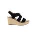 White Mountain Wedges: Espadrille Platform Casual Black Solid Shoes - Women's Size 5 1/2 - Open Toe