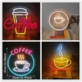 Enseigne au néon LED Shoous Coffee lettres dominantes USB décoration murale bière pub chambre à