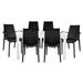 LeisureMod Kent Mid-Century 7-Piece Rectangular Outdoor Dining Set with 4 Side Chairs and 2 Armchairs - Leisurmod MT55WKC194A2BL