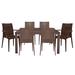 LeisureMod Mace Mid-Century 7-Piece Rectangular Outdoor Dining Set with 4 Side Chairs and 2 Armchairs - Leisurmod MT55MC194A2BR