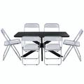 Leisuremod Lawrence 7-Piece Acrylic Folding Dining Chair and Rectangular Dining Table with Geometic Base Set - Leisurmod LF19RTX63CL6