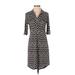 En Focus Studio Casual Dress - Sheath Collared 3/4 sleeves: Black Print Dresses - Women's Size 4