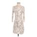 Express Casual Dress - Sheath Boatneck 3/4 sleeves: Ivory Snake Print Dresses - Women's Size Small