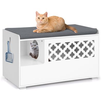 Costway Cat Litter Box Enclosure with Removable Cu...