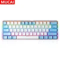 MUCAI MK61 USB Gaming Esports Tastiera meccanica Asse rosso 61 tasti Cavo staccabile cablato Retroilluminazione RGB sostituibile a caldo