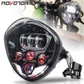 MOVOTOR Faro moto con morsetto staffa DRL bianco abbagliante/anabbagliante per motocicli universali Harley-Suzuki-Yamaha-Kawasaki