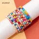 New Design Colorful Beads Bracelets For Women Bohemian Rainbow Colroful Beads Elatic Enamel