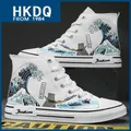 HKDQ New Autumn High Top scarpe di tela da uomo Fashion Print scarpe da vulcanizzazione da uomo