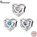 Bamoer Genuine 925 Sterling Silver Love Family Charm Silver Heart-Shaped Beads Fit for Women