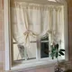 Nordic linen beige crochet half curtain kitchen cabinet coffee curtain small window rod pocket short