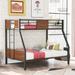 Twin-over-Full Bunk Bed Modern Style Steel Frame Bunk Bed with Safety Rail, Built-in Ladder for Bedroom