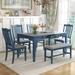 Kitchen Dining Table Set for 6, Mid-Century 6-Piece Wood Dining Table Set with Drawer, 4 Upholstered Chairs and Bench