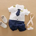 100% Cotton Summer Baby Boy Clothes 0-18 Months Short Sleeve Pullover Romper Captain Pilot Costume