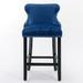 2-pc Solid Wood Bar Stools Velvet Button Tufted Dining Chairs