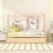 Twin Size Creative Teepee Floor Bed w/ Trundle Bunk Bed Frame for Kids, Teens, Girls, Boys No Box Spring Needed, Easy Assembly