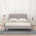 Light Beige Linen Upholstered Queen Size Platform Bed - Ideal Clearance, Bentwood Slats, Fits 10-12 Inch Mattresses