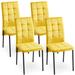 Velvet Upholstered Dining Chairs Set of 4, Armless Side Chairs with Lattice Design High Backrest and Black Metal Legs