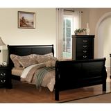 Transitional Style Black Wood Eastern King Bed - Sleigh Bed Design, Box Spring Required