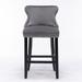 2-pc Solid Wood Bar Stools Velvet Button Tufted Dining Chairs