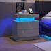 Modern Style Nightstand with LED Lights and 2 Drawers