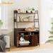 Multi-function Cat Washroom Furniture Wood Cat House with Litter Box - 52.8"H x 35"W x 17.7"D