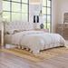 Regal and Plush: Beige Upholstered Platform Bed with Saddle Curved Headboard and Diamond Tufted Details, King