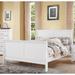 Traditional Style White Wood Queen Bed - Sleigh Bed, Center Metal Glide Drawer, Box Spring Required