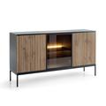 Buffet 3 portes led noir et naturel